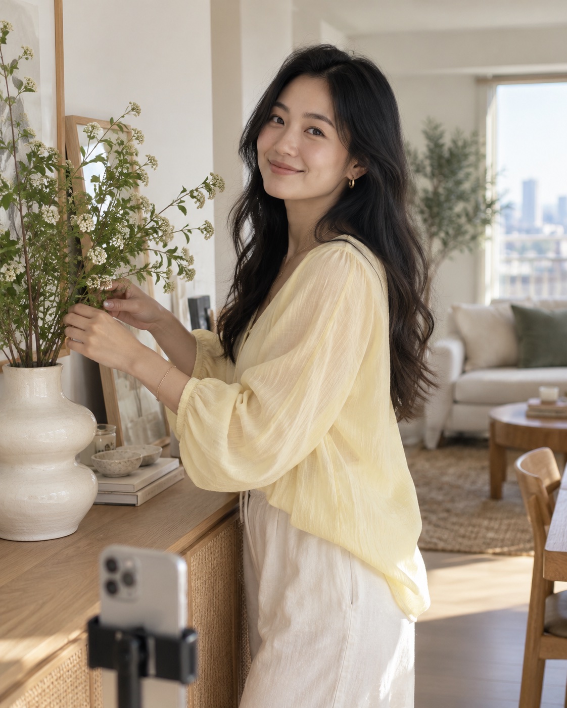 家居创作者整理花器